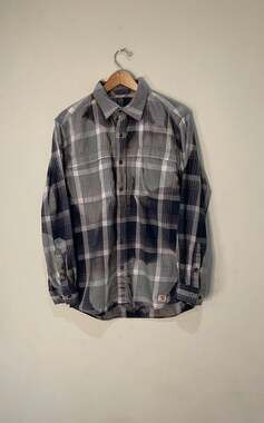 Carhartt Force Relaxed Fit Plaid Bleach Dyed Long Sleeve Work Shirt